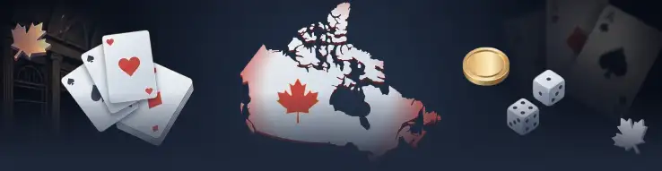 History of gambling in Canada — map, playing cards and dice