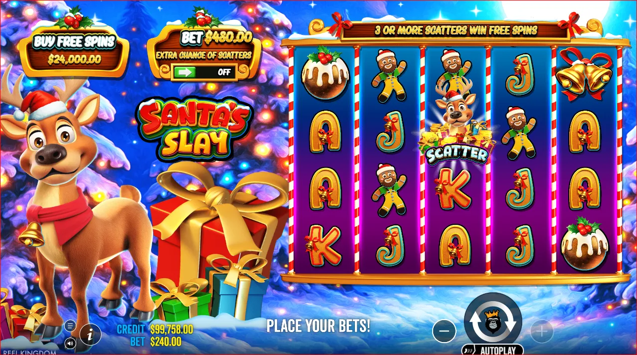 Santa's Slay gameplay screenshot: play demo or for real money