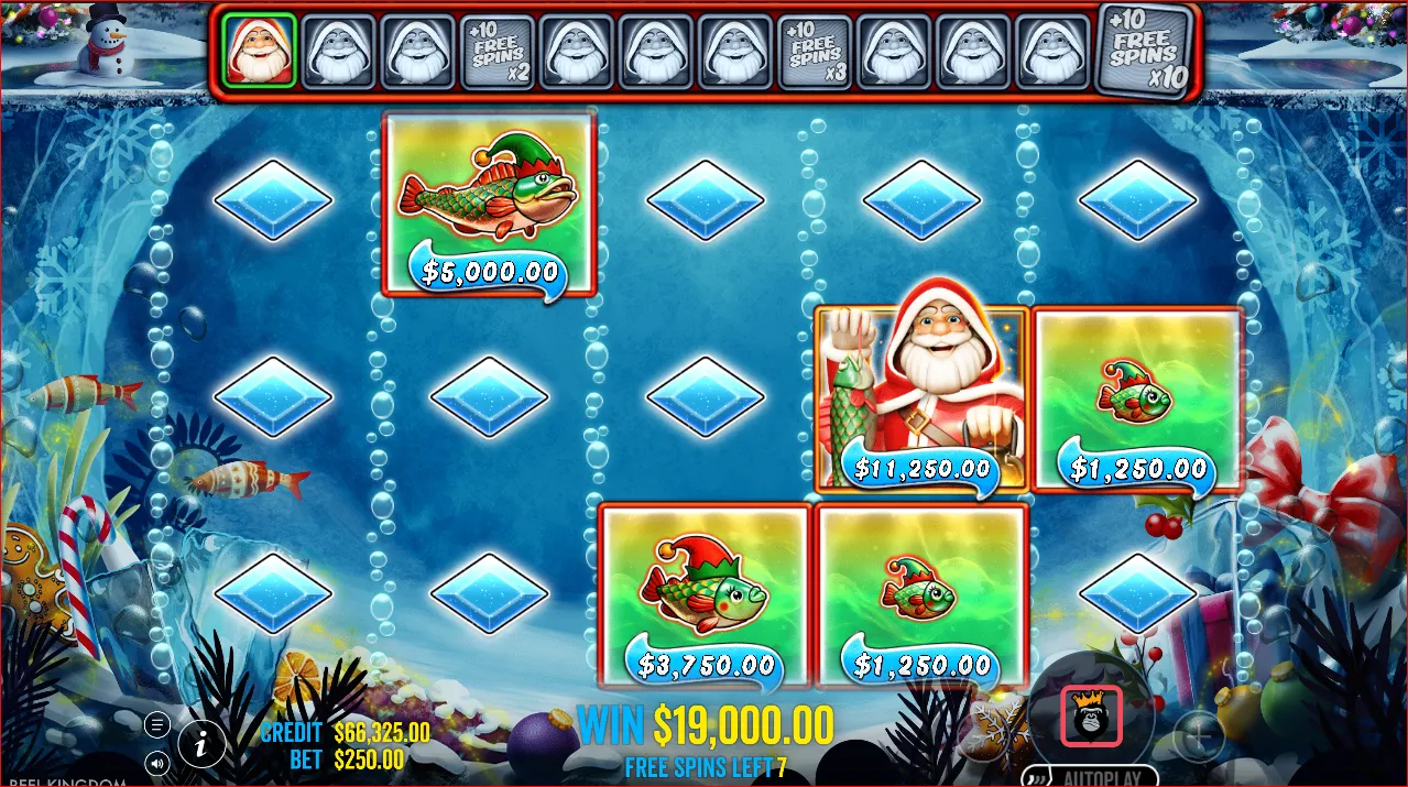 Big Bass Christmas Frozen Lake Bonus Round (play demo & real money) 