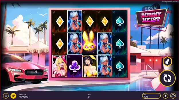 Bunny Heist slot by Peter & Sons with cartoon rabbits, vault robbery theme and chaotic bonus action
