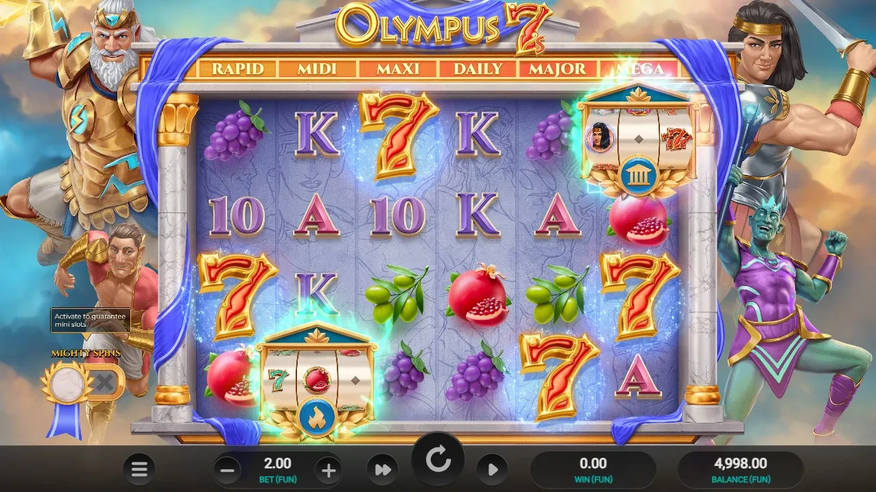 Olympus 7's Dream Drop slot by Relax Gaming combining classic sevens with Olympus-themed visuals
