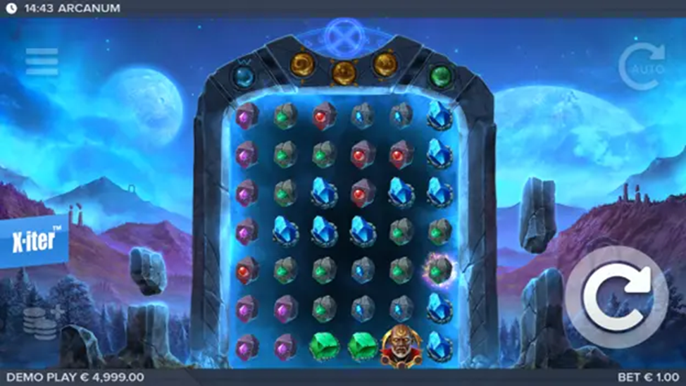 Arcanum slot by ELK Studios with dark alchemy theme, mystical symbols and atmospheric design
