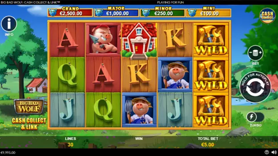 Big Bad Wolf Cash Collect & Link slot by Quickspin featuring the wolf character and cash collect symbols