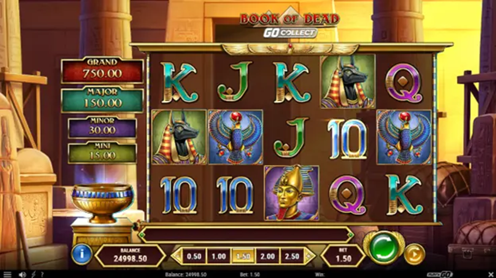 Book of Dead GO Collect slot by Play'n GO with ancient Egyptian theme and collect symbols on the reels