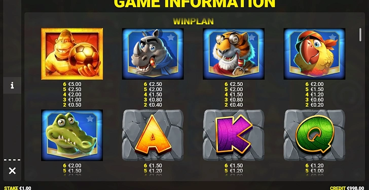 Settings: RTP, game rules, stakes and info panel.
