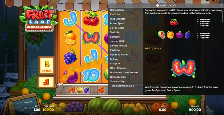 Settings: RTP, game rules, stakes and info panel.