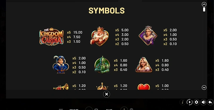 Settings: RTP, game rules, stakes and info panel.