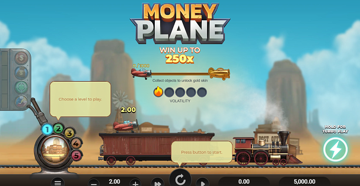 Base game: layout, bet controls and balance display.