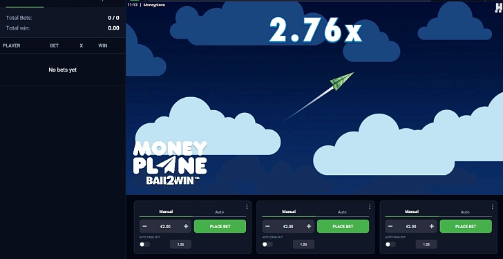 Base game: layout, bet controls and balance display.