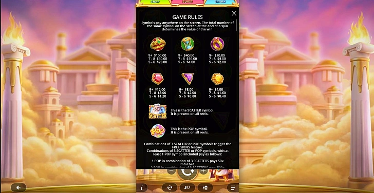Bonus game: free spins, retriggers and bonus-round rules.