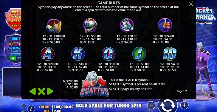 Settings: RTP, game rules, stakes and info panel.