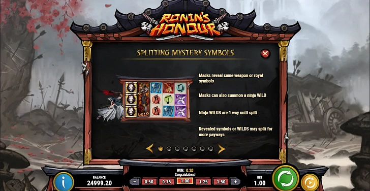 Settings: RTP, game rules, stakes and info panel.
