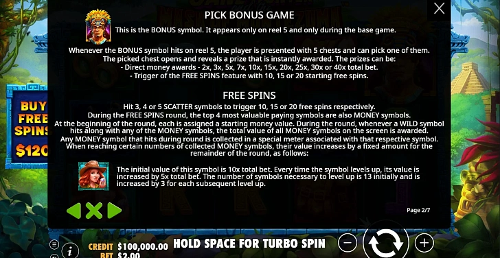 Settings: RTP, game rules, stakes and info panel.