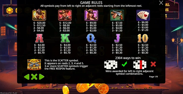 Settings: RTP, game rules, stakes and info panel.