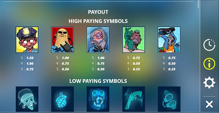 Settings: RTP, game rules, stakes and info panel.