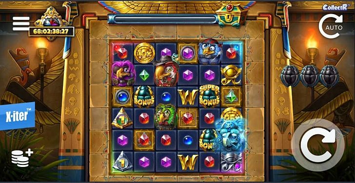 Gameplay process: wins, multipliers and cascade behaviour.