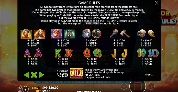 Settings: RTP, game rules, stakes and info panel.