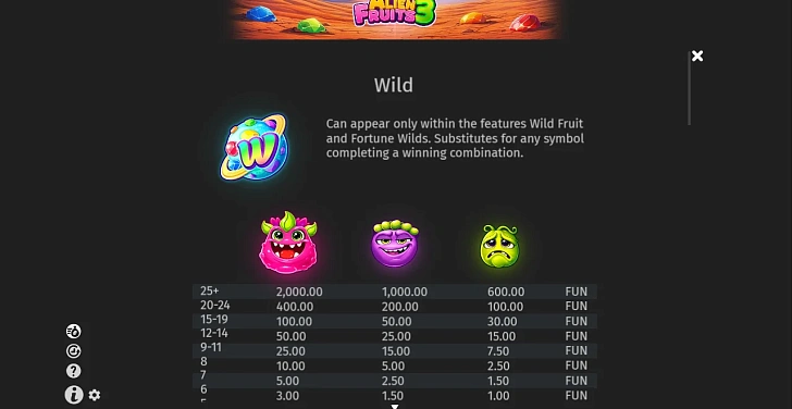 Settings: RTP, game rules, stakes and info panel.