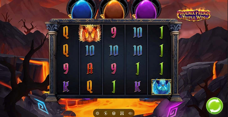 Settings: RTP, game rules, stakes and info panel.