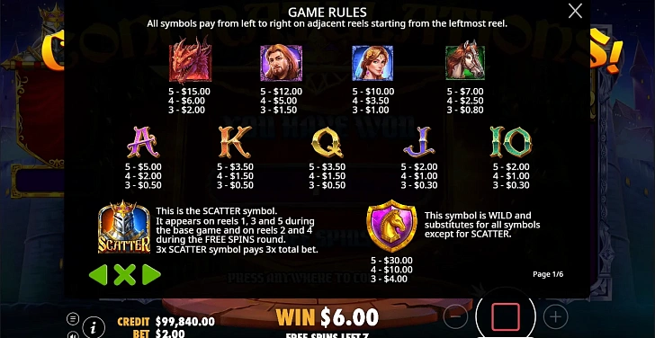 Settings: RTP, game rules, stakes and info panel.