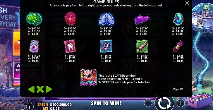 Bonus game: free spins, retriggers and bonus-round rules.