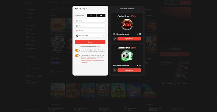 Screenshot 20Bet