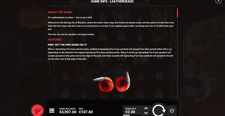 Settings: RTP, game rules, stakes and info panel.