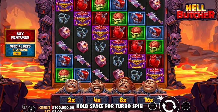 Base game: layout, bet controls and balance display.