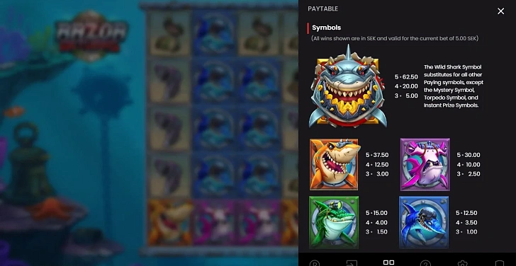 Settings: RTP, game rules, stakes and info panel.