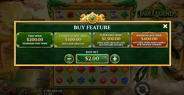 Base game: layout, bet controls and balance display.