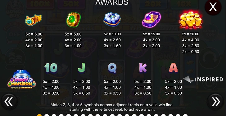 Settings: RTP, game rules, stakes and info panel.