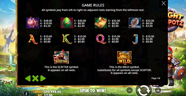 Settings: RTP, game rules, stakes and info panel.