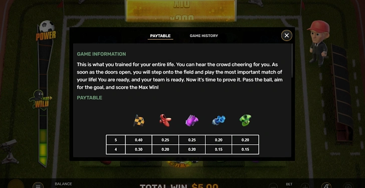 Settings: RTP, game rules, stakes and info panel.