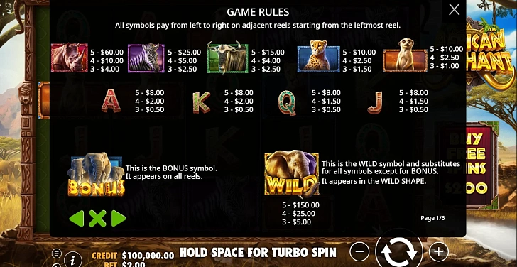 Settings: RTP, game rules, stakes and info panel.