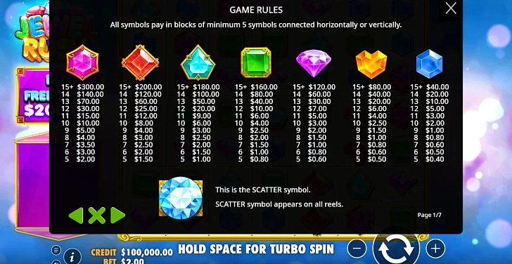 Settings: RTP, game rules, stakes and info panel.