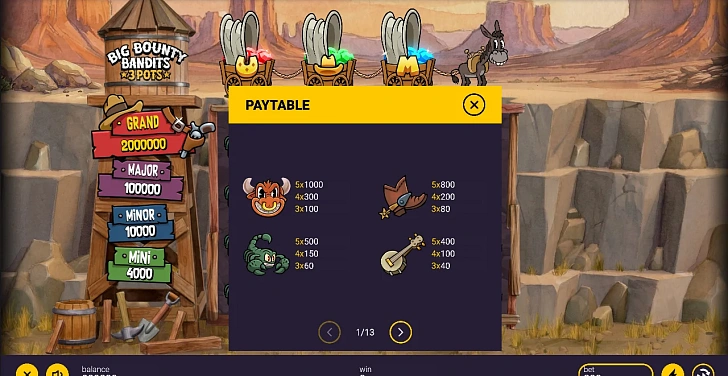 Settings: RTP, game rules, stakes and info panel.