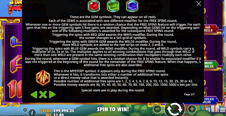 Bonus game: free spins, retriggers and bonus-round rules.