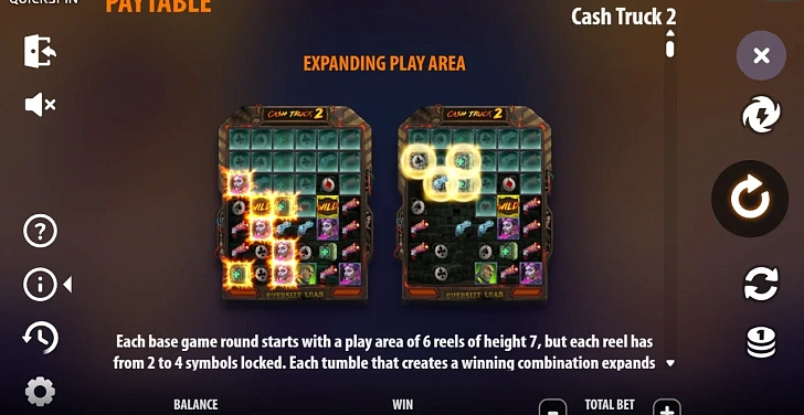 Settings: RTP, game rules, stakes and info panel.