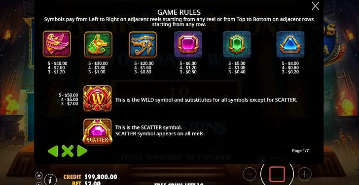Settings: RTP, game rules, stakes and info panel.