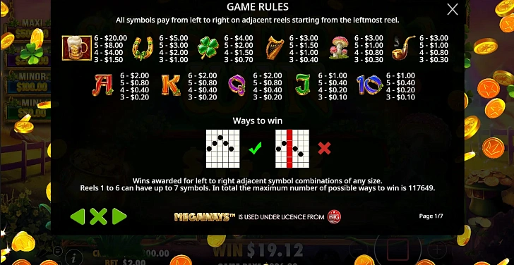 Settings: RTP, game rules, stakes and info panel.