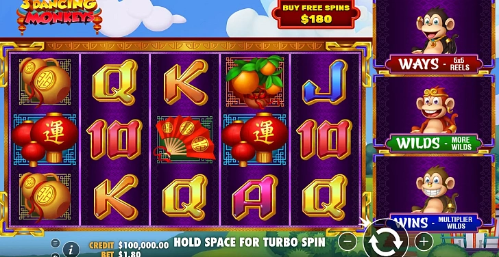 Base game: layout, bet controls and balance display.