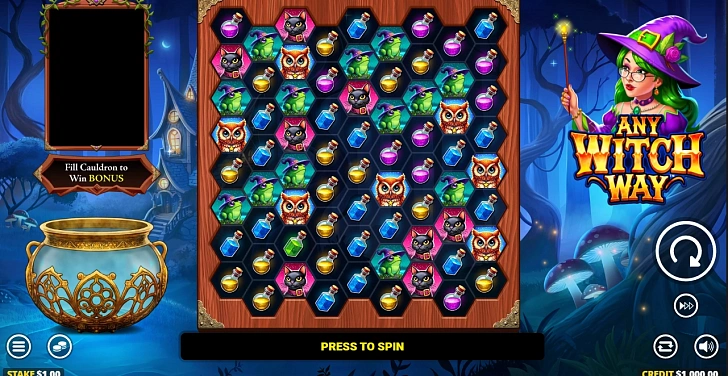 Base game: layout, bet controls and balance display.