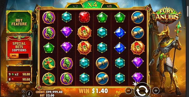Base game: layout, bet controls and balance display.