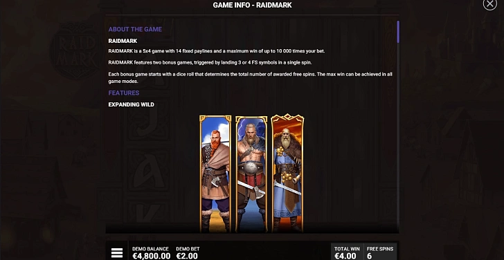 Settings: RTP, game rules, stakes and info panel.