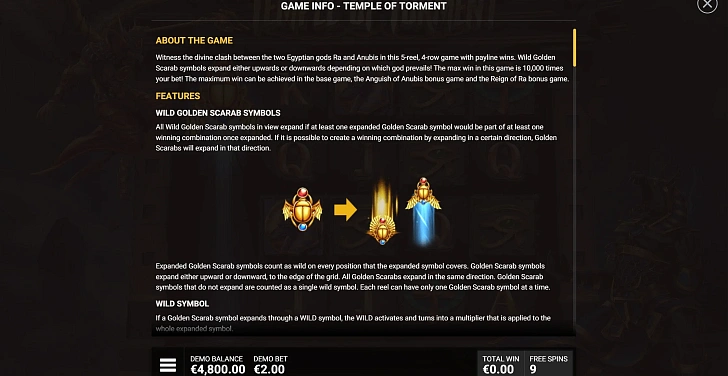 Settings: RTP, game rules, stakes and info panel.