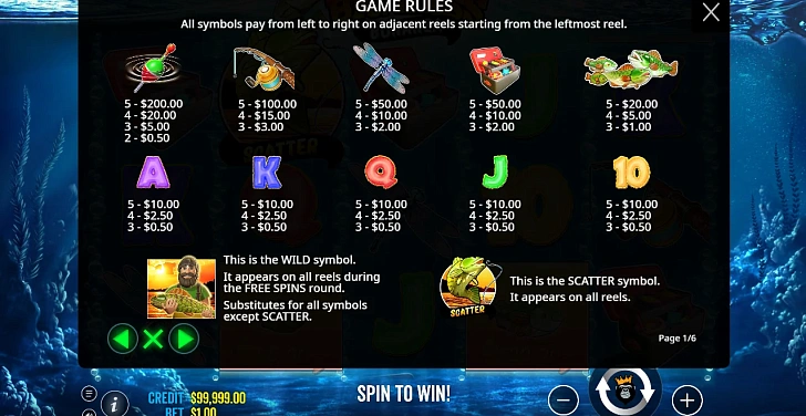 Settings: RTP, game rules, stakes and info panel.