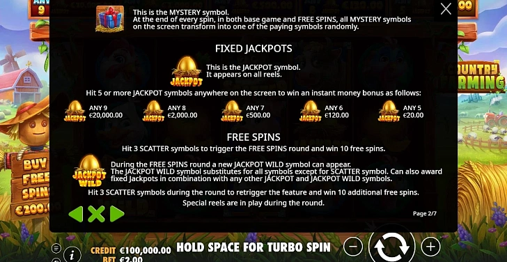 Settings: RTP, game rules, stakes and info panel.