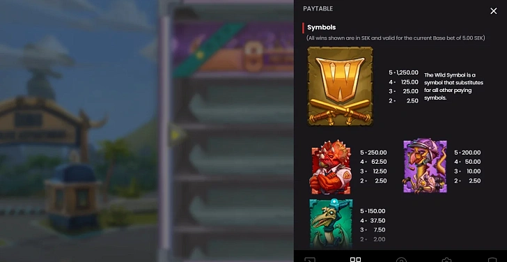 Settings: RTP, game rules, stakes and info panel.