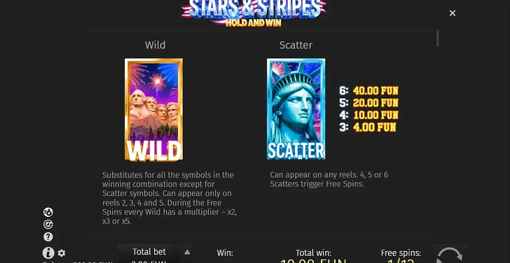 Settings: RTP, game rules, stakes and info panel.