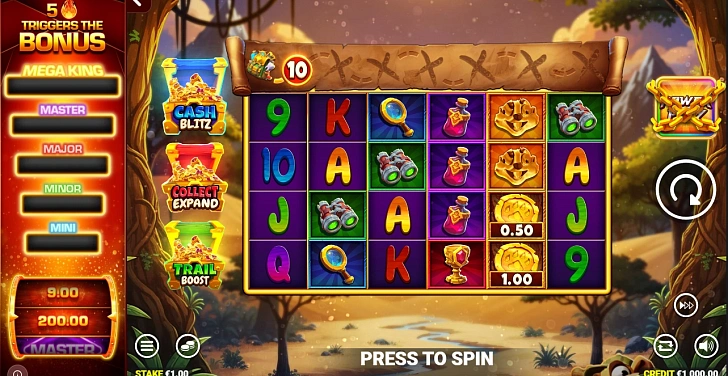 Base game: layout, bet controls and balance display.